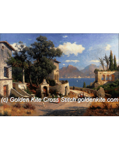 An Italian Village by a Lake (Carl Gustav Rodde)