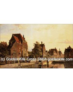 Figures by a Canal in a Dutch Town (Willem Koekkoek)
