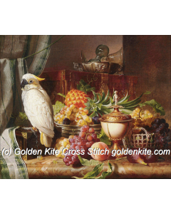Still Life with Fruit and a Cockatoo (Josef Schuster)