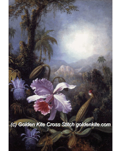 Orchids, Passion Flowers and Hummingbird (Martin Johnson Heade)
