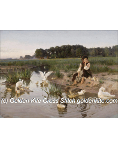 Ukrainian Girl Tending Geese (Nikolai Kornilievich Bodarevsky)