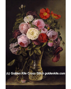 Summer Roses in a Crystal Vase (Gottfried-Wilhelm Voelker)