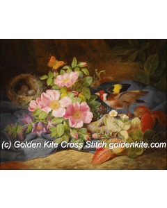 Stilleben mit Blumen und Vogel (Josef Lauer)