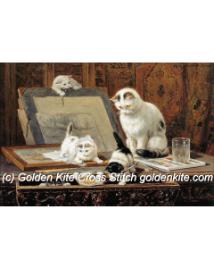 Painting Lesson With Cat and Kittens (Henriette Ronner-Knip)