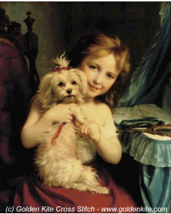A Young Girl with a Bichon Frise (Fritz Zuber-Buhler)