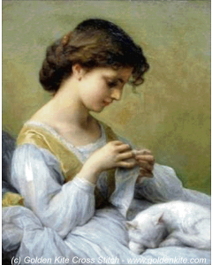Girl in White Dress with Cat (Adolphe Jourdan)