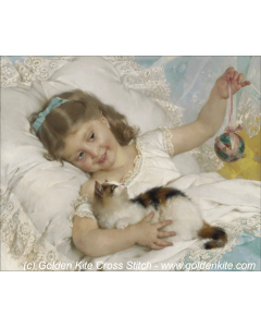 A Girl Playing with a Kitten (Emile Munier)