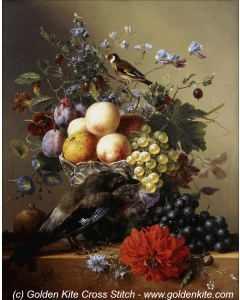 Peaches, Grapes, Plums and Flowers (Arnoldus Bloemers)