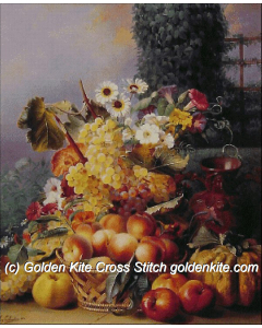 Still Life of Flowers and Fruits (Eugene Adolphe Chevalier)